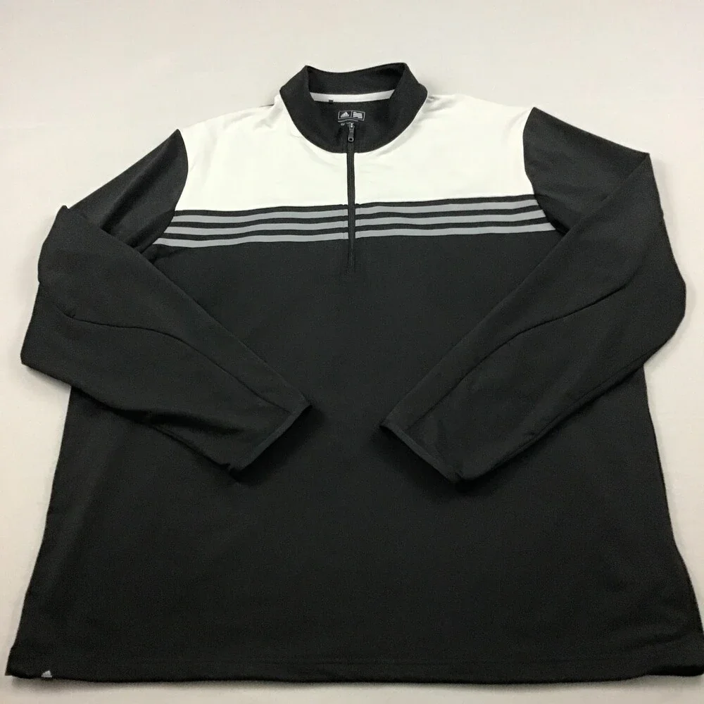 Adidas Sweater Men 2XL Black ClimaCool 1/4 Zip Golf Pullover Collar Golfer XXL